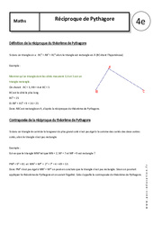 Réciproque de Pythagore - Cours - Triangles rectangles - Géométrie : 10ème Harmos - PDF à imprimer