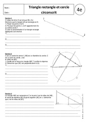 Cercle circonscrit - Triangle rectangle - Exercices corrigés - Géométrie : 10ème Harmos - PDF à imprimer