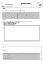 Bissectrices - Exercices corrigés - Géométrie : 10ème Harmos - PDF à imprimer