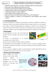 Risques infectieux et protection de l'organisme - Cours - SVT : 11ème Harmos - PDF à imprimer