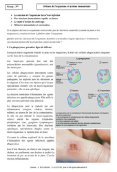 Défense de l'organisme - Système immunitaire - Cours - SVT : 11ème Harmos - PDF à imprimer