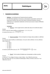 Statistiques - Médiane - Etendue - Quartiles - Cours : 11ème Harmos - PDF à imprimer