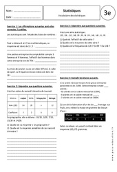 Vocabulaire des statistiques - Exercices corrigés : 11ème Harmos - PDF à imprimer