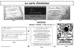 La carte d’invitation - Production d'écrit - Lecture - Ecriture : 5ème, 6ème, 7ème Harmos - PDF à imprimer