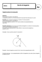 Cercle - Tangente - Cours - Géométrie : 10ème Harmos - PDF à imprimer