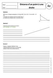 Distance d'un point à une droite - Exercices corrigés - Triangle - Géométrie : 10ème Harmos - PDF à imprimer