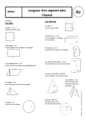 Longueur d'un segment dans l'espace - Cours - Géométrie : 10ème Harmos - PDF à imprimer