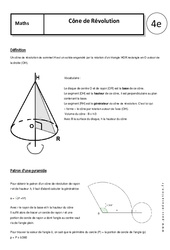 Cône de Révolution - Cours - Géométrie : 10ème Harmos - PDF à imprimer