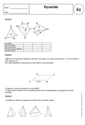 Pyramide - Exercices corrigés - Géométrie : 10ème Harmos - PDF à imprimer