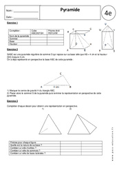 Pyramide - Exercices corrigés - Géométrie : 10ème Harmos - PDF à imprimer