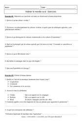 Habiter le monde rural - Exercices corrigés - Géographie : 8ème Harmos - PDF à imprimer