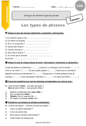 Distinguer les différents types de phrases - Exercices avec correction : 6ème Harmos - PDF à imprimer