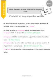 Identifier le verbe dans une phrase, donner son infinitif ainsi que son groupe - Cours, Leçon : 6ème Harmos - PDF gratuit à imprimer