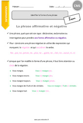 Identifier la forme d’une phrase - Cours, Leçon : 6ème Harmos - PDF gratuit à imprimer