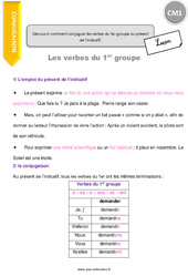 Découvrir comment conjuguer les verbes du 1er groupe au présent de l’indicatif - Cours, Leçon : 6ème Harmos - PDF gratuit à imprimer