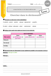 Comment chercher un mot dans le dictionnaire - Exercices  : 7ème Harmos - PDF à imprimer