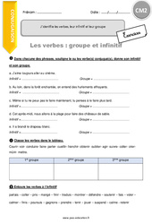 J’identifie les verbes, leur infinitif et leur groupe - Exercices  : 7ème Harmos - PDF à imprimer