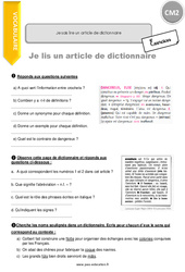 Comment lire un article de dictionnaire - Exercices avec correction : 7ème Harmos - PDF à imprimer