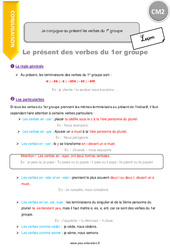 Je conjugue au présent les verbes du 1e groupe - Cours, Leçon : 7ème Harmos - PDF à imprimer