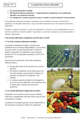 Ressources alimentaires - Cours - Géographie : 9eme Harmos - PDF à imprimer