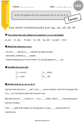 Comment orthographier les mots commençant par af, ac, ap, ef, of - Exercices avec correction : 7ème Harmos - PDF à imprimer