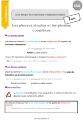 Leçon Comment distinguer les phrases simples et les phrases complexes - Cours, Leçon : 7ème Harmos - PDF à imprimer