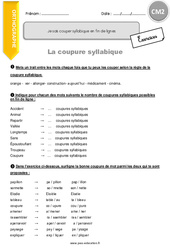 Comment couper syllabique en fin de lignes - Exercices  : 7ème Harmos - PDF à imprimer