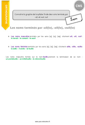 Connaitre la graphie de la syllabe finale des noms terminés par - ail, eil, euil, ouil - Cours, Leçon : 6ème Harmos - PDF gratuit à imprimer