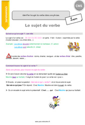 Identifier le sujet du verbe dans une phrase - Cours, Leçon : 6ème Harmos - PDF à imprimer