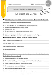 Identifier le sujet du verbe dans une phrase - Exercices  : 6ème Harmos - PDF à imprimer