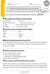 Conjuguer les verbes du  groupe au présent de l’indicatif - Exercices  : 6ème Harmos - PDF à imprimer