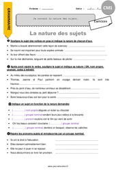 Connaître la nature des sujets - Exercices  : 6ème Harmos - PDF à imprimer