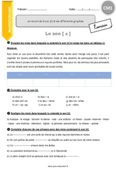 Reconnaitre le son [Z] et ses différentes graphies - Exercices avec correction : 6ème Harmos - PDF à imprimer