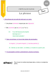 J’identifie ce qu’est une phrase - Cours, Leçon : 5ème Harmos - PDF gratuit à imprimer