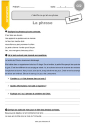 J’identifie ce qu’est une phrase - Exercices avec correction : 5ème Harmos - PDF à imprimer