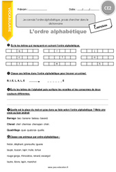 Comment connaitre l’ordre alphabétique, comment chercher dans le dictionnaire - Exercices  : 5ème Harmos - PDF à imprimer