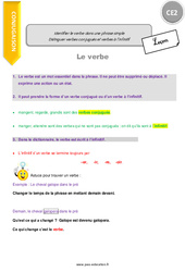 Identifier le verbe dans une phrase simple - Cours, Leçon : 5ème Harmos - PDF gratuit à imprimer