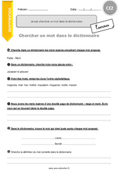 Comment chercher un mot dans le dictionnaire - Exercices  : 5ème Harmos - PDF à imprimer