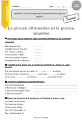 Identifier la forme d’une phrase et reconnaître les marques de négation - Exercices  : 5ème Harmos - PDF à imprimer