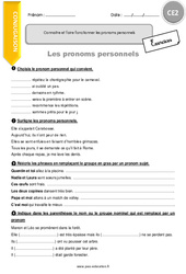 Connaitre et faire fonctionner les pronoms personnels - Exercices  : 5ème Harmos - PDF à imprimer