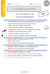 Connaître le vocabulaire spécifique relatif à la correspondance - Cours, Leçon : 7ème Harmos - PDF à imprimer