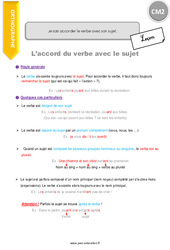 Comment accorder le verbe avec son sujet - Cours, Leçon : 7ème Harmos - PDF à imprimer