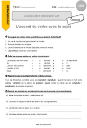 Comment accorder le verbe avec son sujet - Exercices  : 7ème Harmos - PDF à imprimer