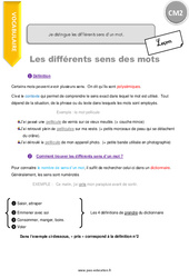 Comment distinguer les différents sens d’un mot - Cours, Leçon : 7ème Harmos - PDF gratuit à imprimer