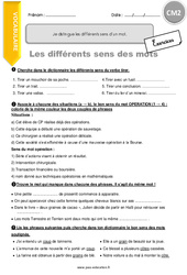 Comment distinguer les différents sens d’un mot - Exercices avec correction : 7ème Harmos - PDF à imprimer