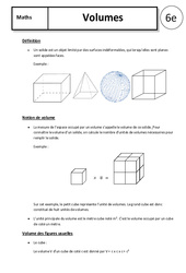 Volumes - Cours - Grandeurs et Mesures : 8ème Harmos - PDF à imprimer