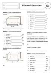 Conversions - Volumes - Exercices corrigés : 8ème Harmos - PDF à imprimer