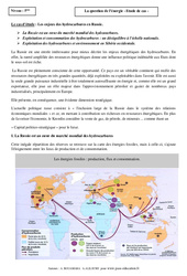 La question de l’énergie - Etude de cas - Géographie : 9eme Harmos - PDF à imprimer