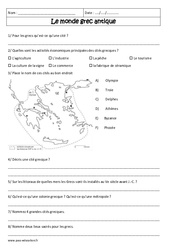 Le monde grec antique - Exercices corrigés - Civilisation grecque : 8ème Harmos - PDF à imprimer