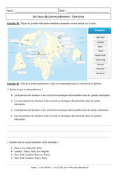 Les lieux de commandement - Exercices corrigés - Géographie : 10ème Harmos - PDF à imprimer